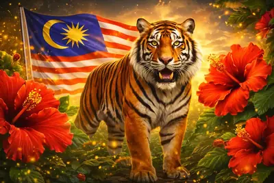 VIP Casino Promotions Majestic tiger and hibiscus flowers symbolizing premium Malaysian casino promotions and rewards
