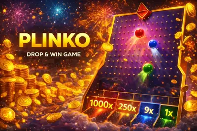 Vibrant Plinko game board with falling balls and multipliers for instant win gambling